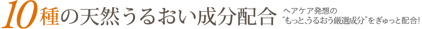 10種の天然うるおい成分配合 ヘアケア発想の“もっと、うるおう厳選成分”をぎゅっと配合！